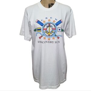 Vntg 80s Single Stitch Galapago Graphic Print T-shirt LARGE Made Panama Street W